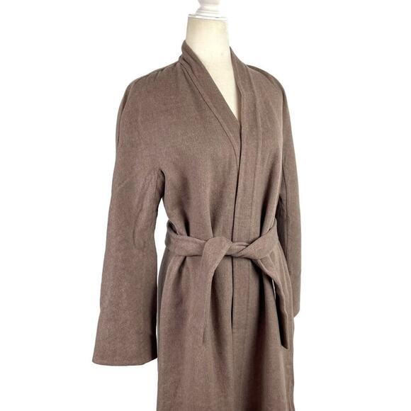 Mondi Pure New Wool Belted Longline Duster Cardigan Beige German Size 34 USA 2 - Picture 8 of 16